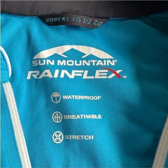 Sun Mountain Jacket Rainflex 1/2 Zip Blue Waterproof Breathable Stretch Sz Small - Picture 7 of 9